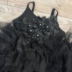 Black tulle flower rhinestone party dress
